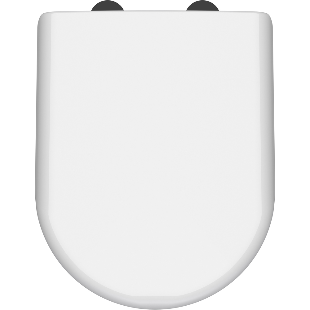 nuie White and Black Soft Close D Shaped Toilet Seat Image 1