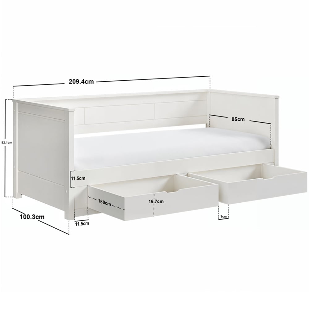 Noomi Iris 2 Drawer White Daybed with Trundle Image 8