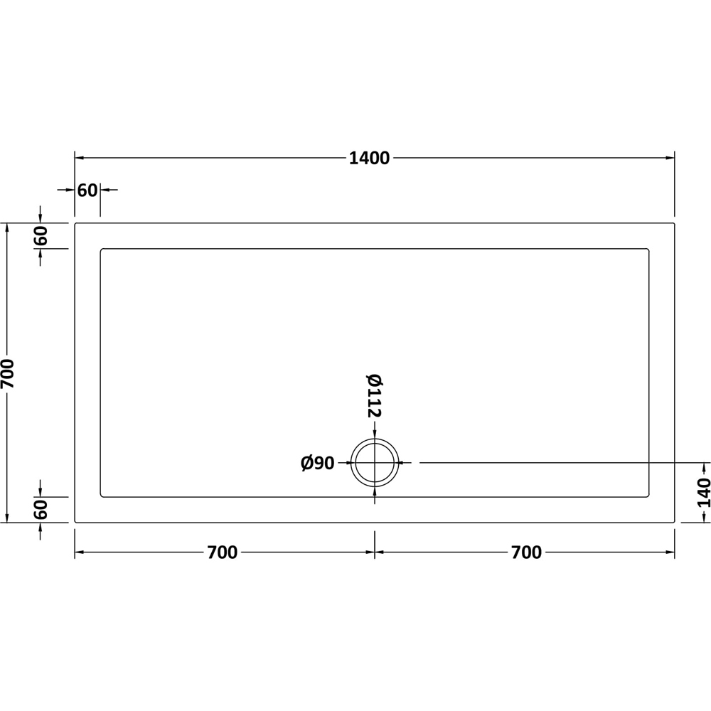 nuie White Slip Resistant Rectangular Shower Tray 1400 x 700mm Image 2