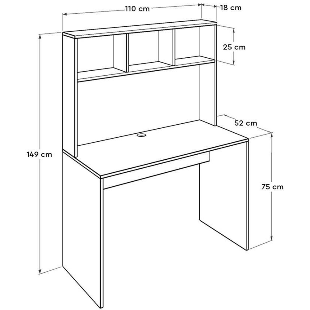 FWStyle 2 Shelf Oak and White Home Study Desk Image 6