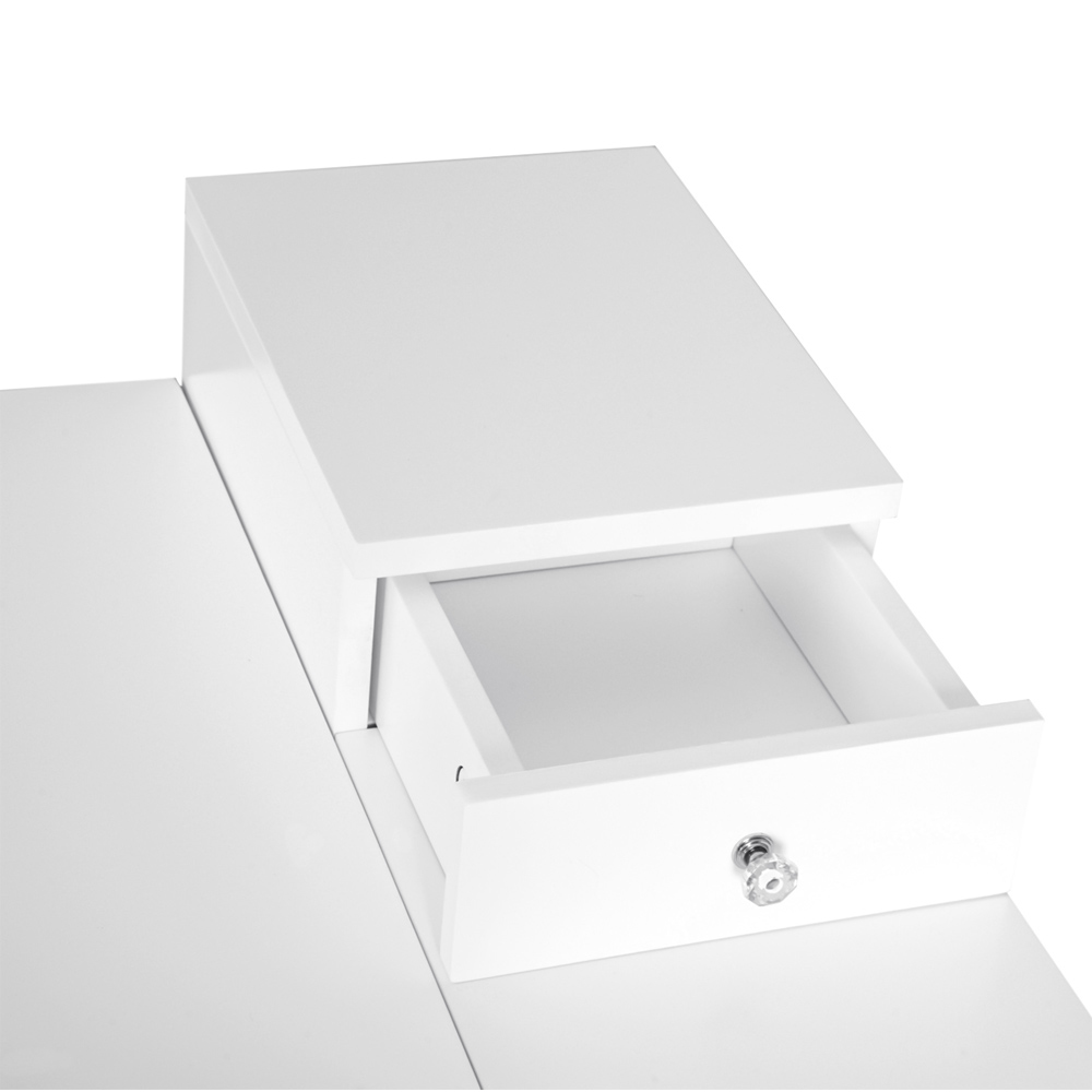 Portland 2 Drawer White Dressing Table with Flip Up Mirror Image 3