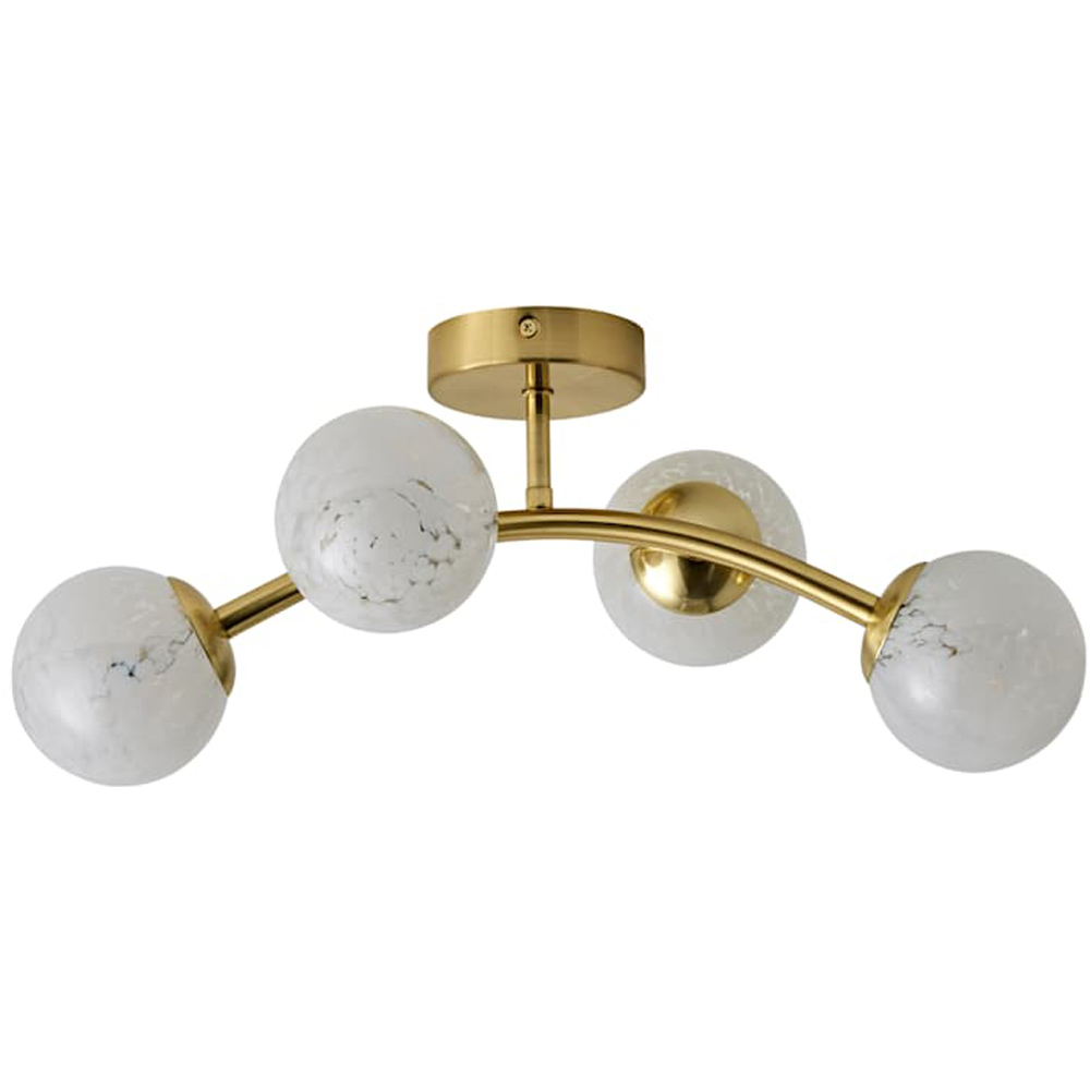 ValueLights Jas White Confetti Glass Globe Shade Gold 4 Way LED Ceiling Light with Bulb Image 1