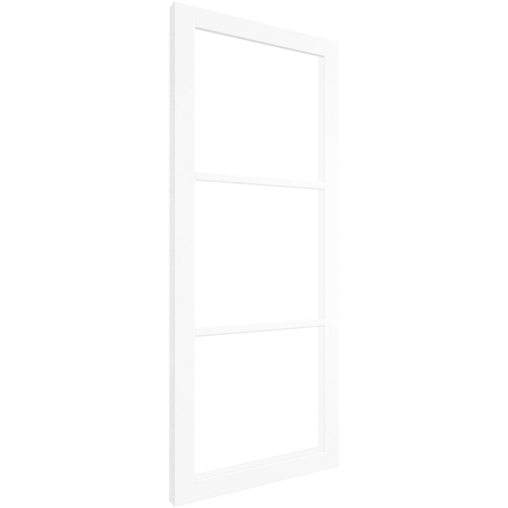 White Primed Studio Industrial 3 Light Clear Glass Door 1981 x 838 x 35mm Image 3