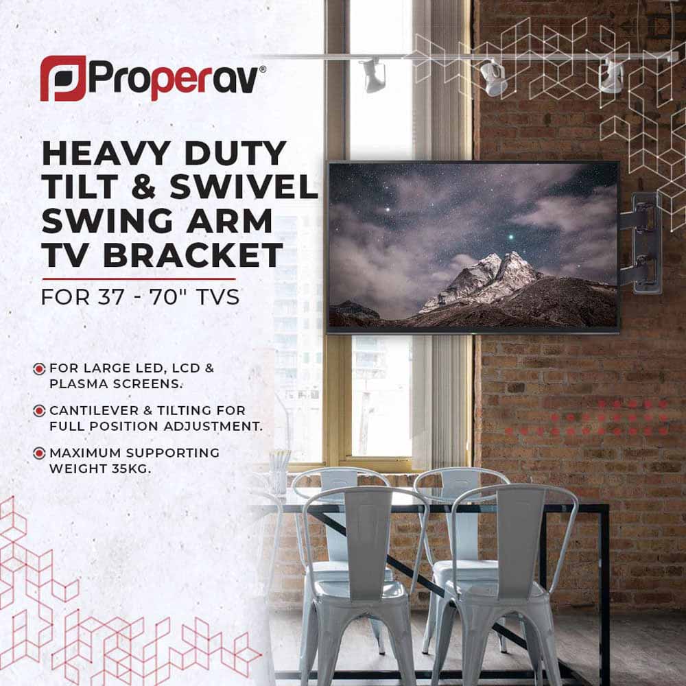 Properav Black Heavy Duty Swing Arm TV Wall Bracket 37 to 70 inch Image 3
