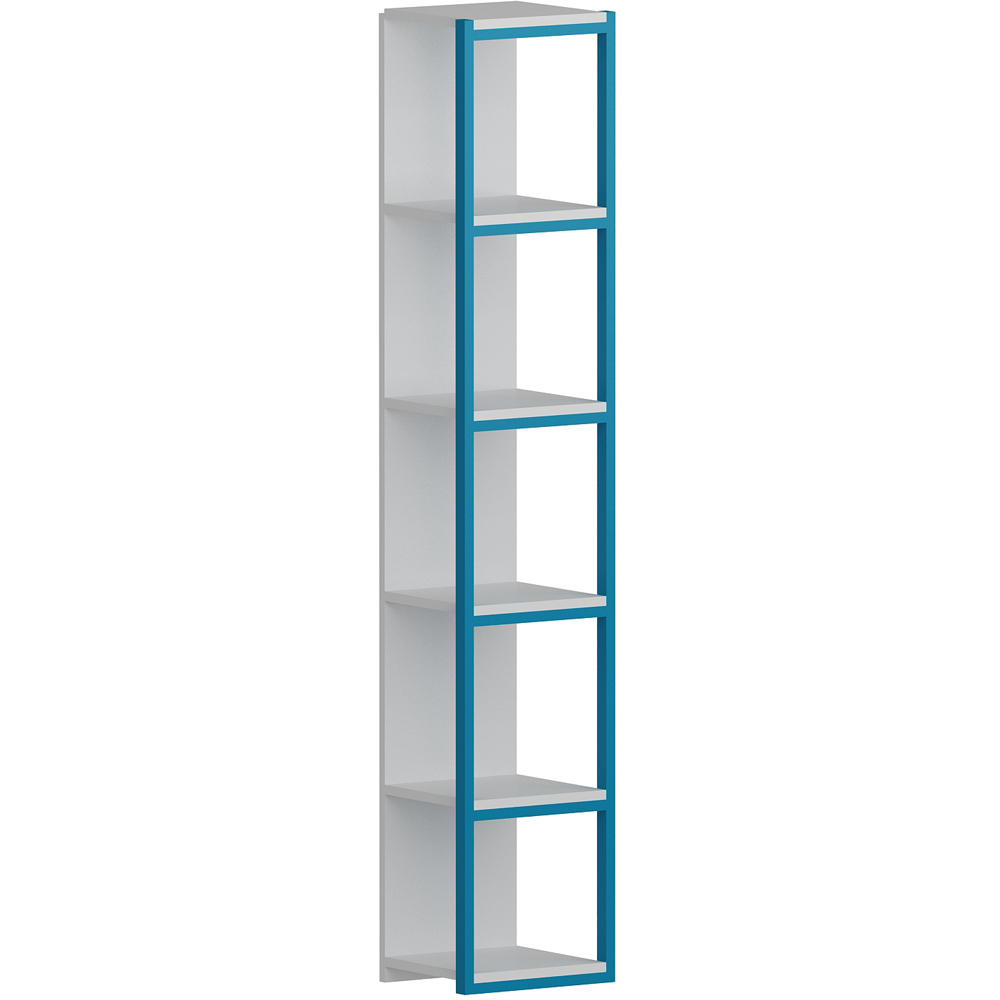 Decorotika Texas 5 Shelf White and Blue Bookshelf Image 2