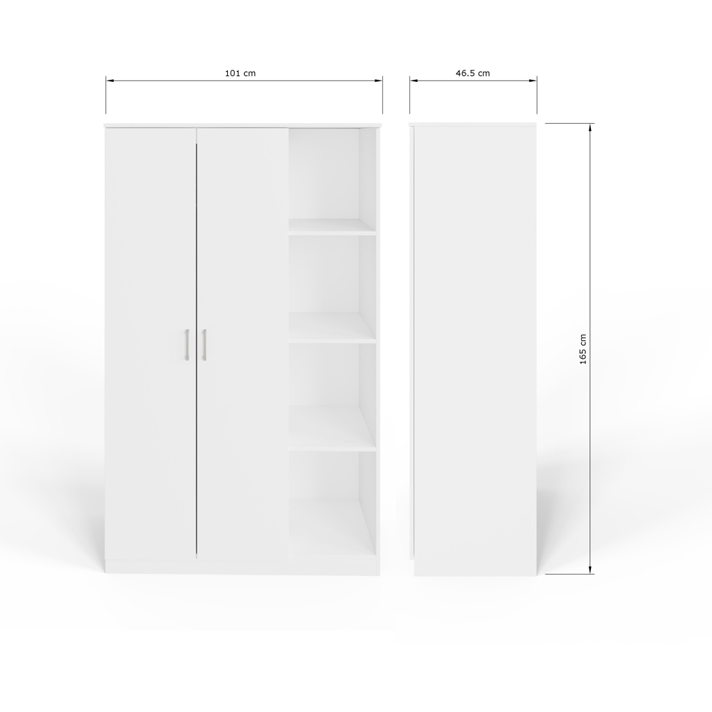 GFW Bailey 2 Door 4 Shelf White Wardrobe Image 9