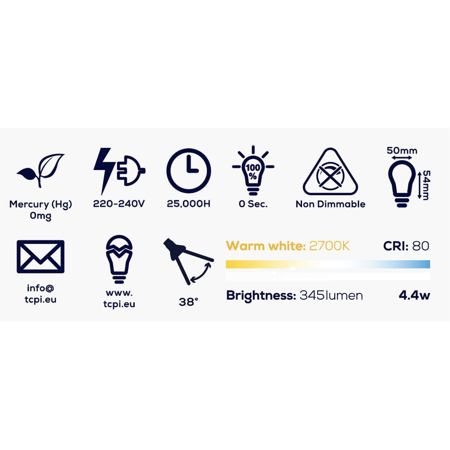 TCP LED Glass GU10 345L Warm White Bulbs - Warm White / 2 Image 3