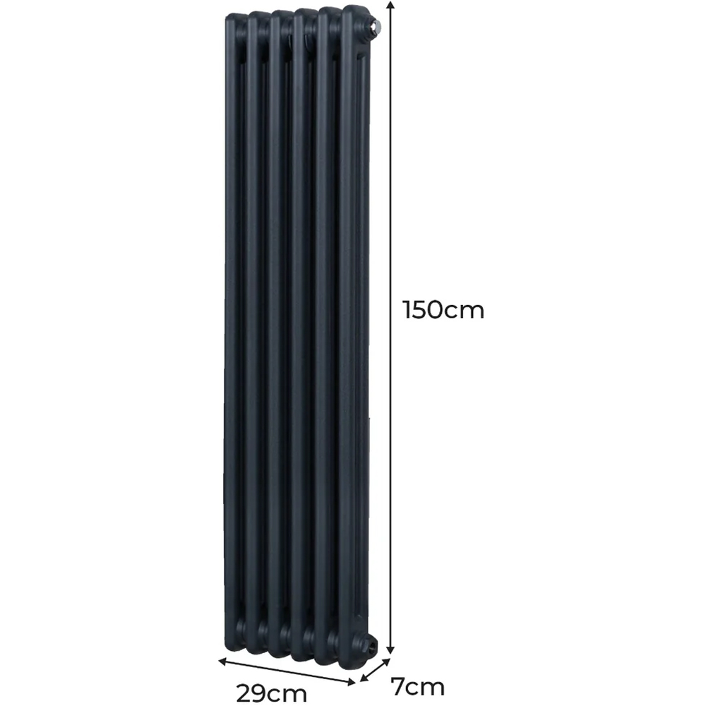 Monster Shop 2791 BTU Anthracite Grey Traditional 2 Column Radiator 1500 x 292mm Image 6