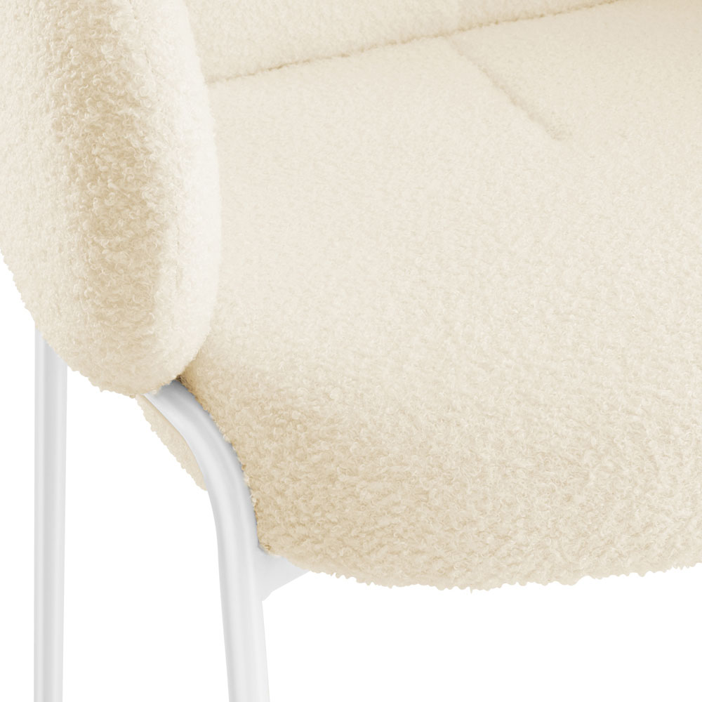 tectake Set of 2 Cream Boucle Padded Dining Chair Image 7