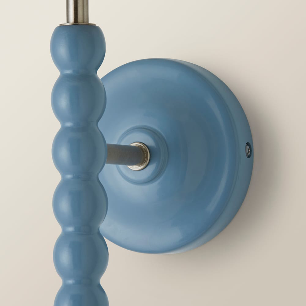 ValueLights Scallop Shade Powder Blue Bobbin LED Wall Light with Bulb Image 5