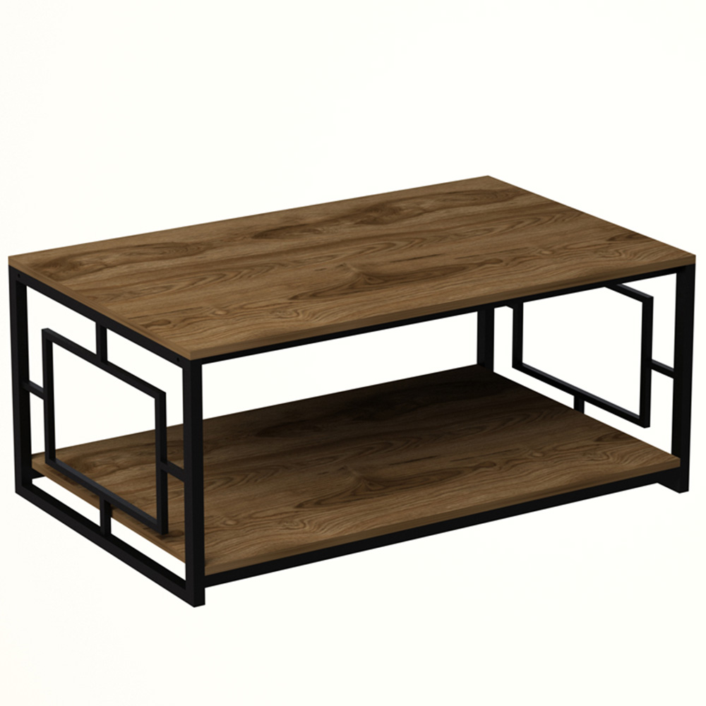 Decorotika Kelvin Single Shelf Black and Walnut Coffee Table Image 3
