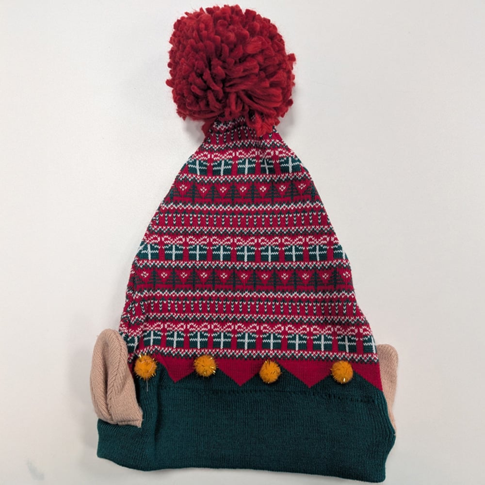 Samuel Alexander Red and Green Cotton Christmas Beanie Elf Hat Image 4
