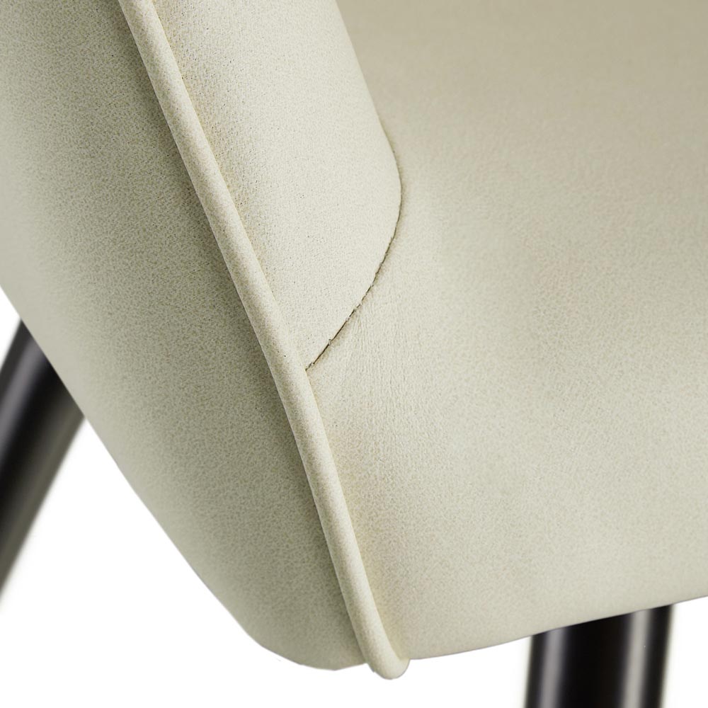 tectake Marilyn Set of 2 Cream Chair with Black Steel Legs Image 6