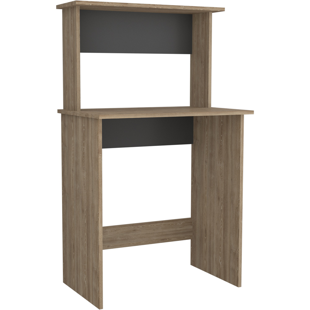 Vegas Workstation with Keyboard Shelf Oak Effect and Matt Grey Image 3