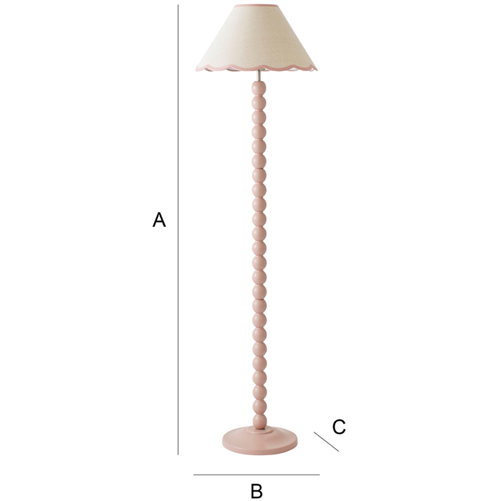 ValueLights Bobbins Pink Scallop Shade Rose Pink LED Floor Lamp Image 8