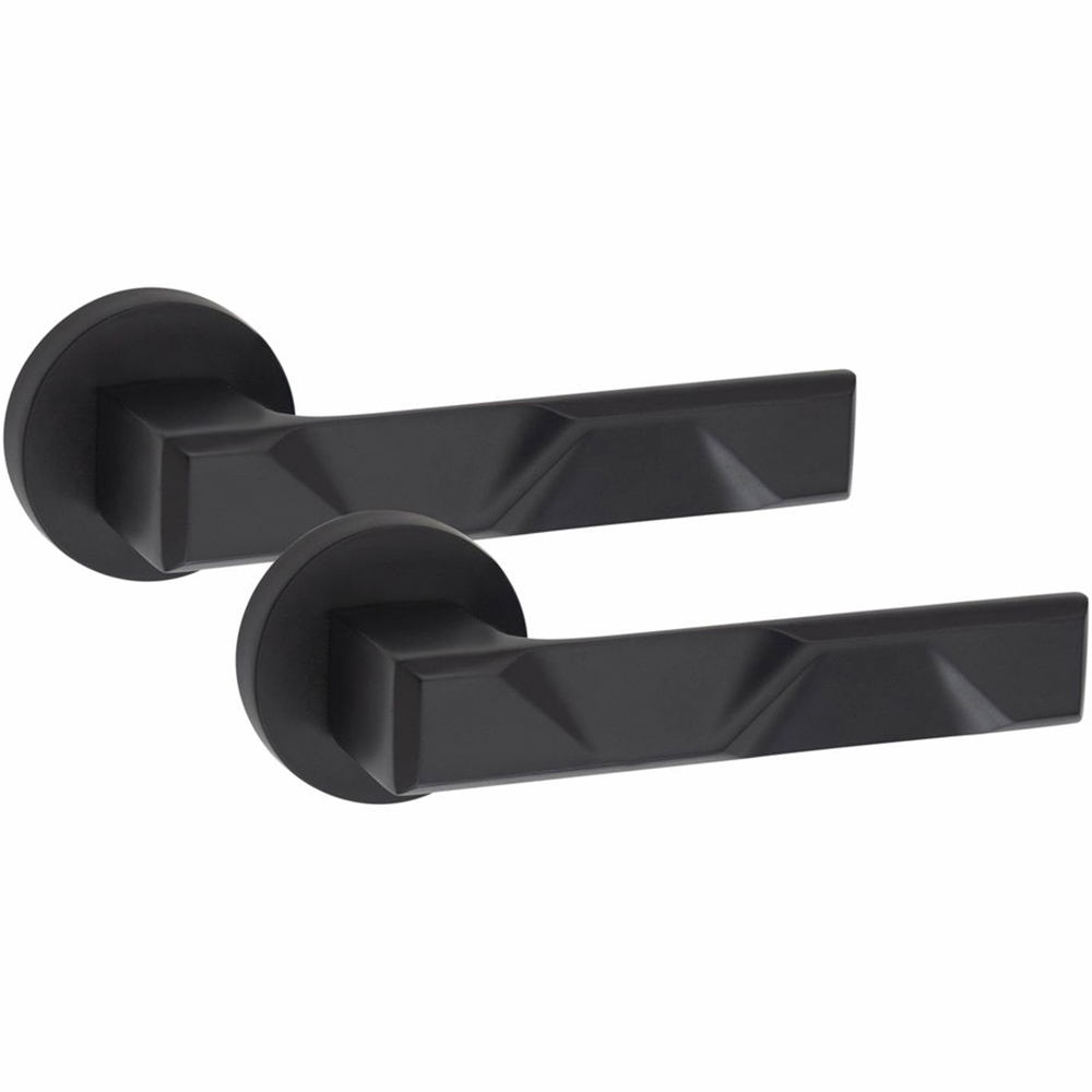 Golden Grace Matt Black Modern Nova Premium Door Handle Set 4 Pack Image 2