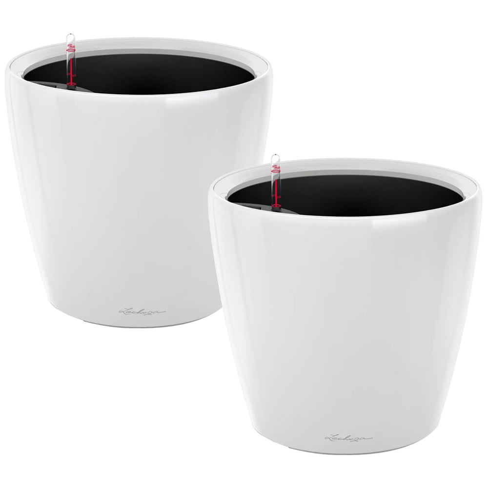 Lechuza Classico White Polyresin Self Watering Planter 28cm 2 Pack Image 1