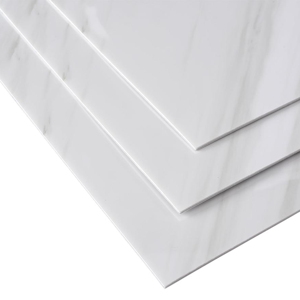 Living and Home Marble Patterned White Marble Self Adhesive PVC Wall Sticker 10 Pack Image 4