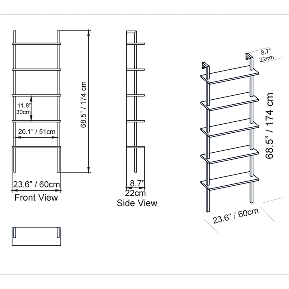 Decorotika Piante 5 Shelf White Bookshelf Image 6