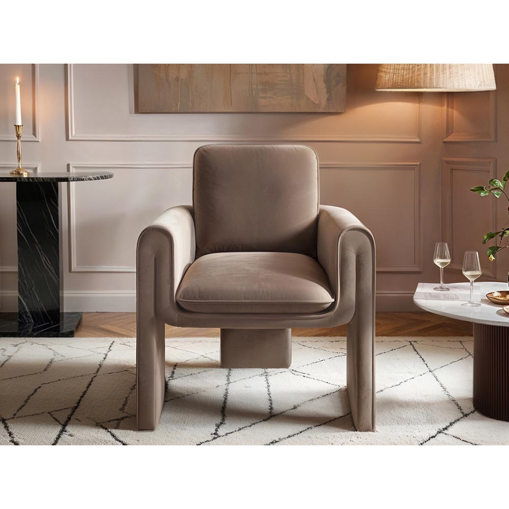 Solace+Co Dakota Chocolate Velvet Accent Chair Image 4