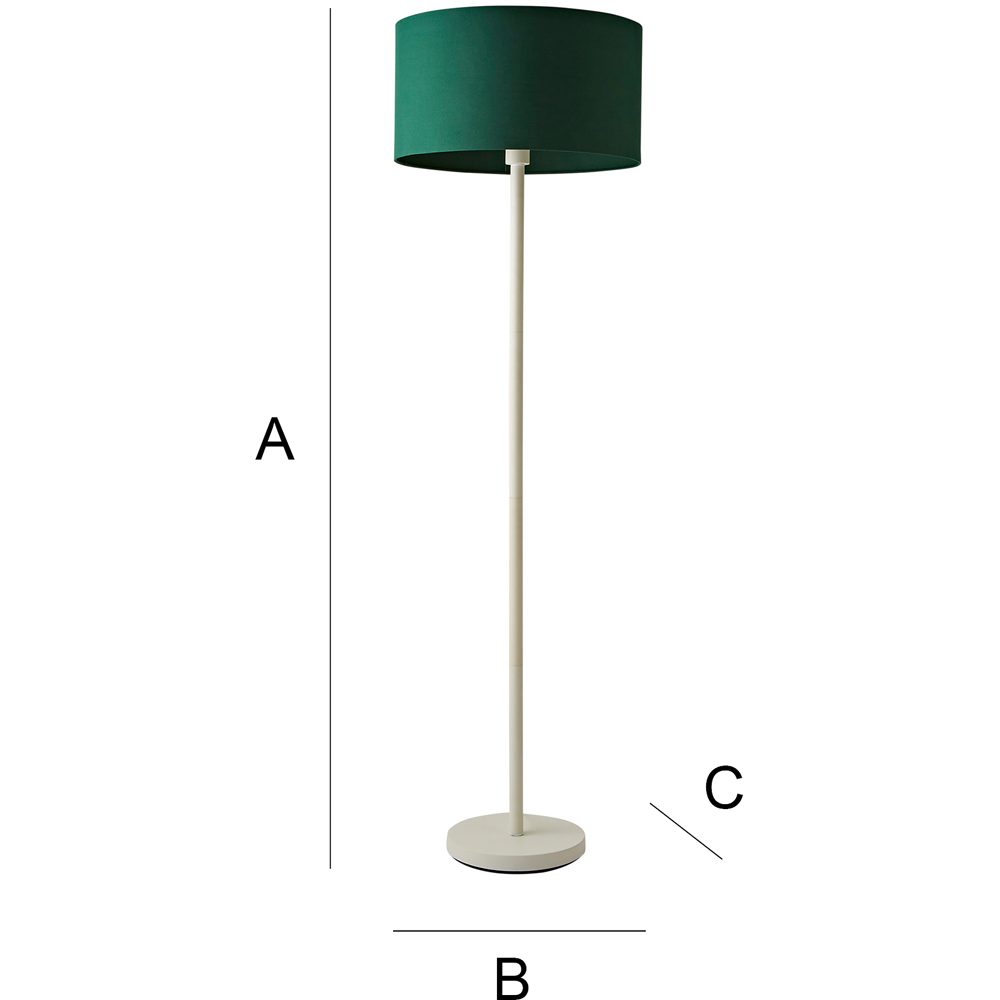 ValueLights Charlie Green Drum Shade White Floor Lamp and Bulb Image 8