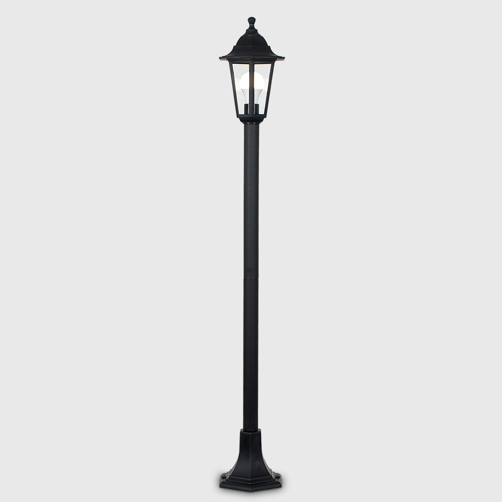 ValueLights Mayfair Set of 4 Black Warm White Bulb Bollard Lights Image 6