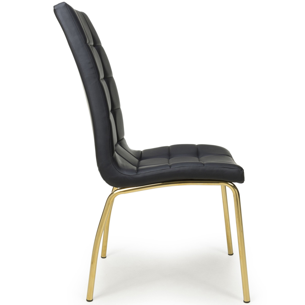 Shankar Jenner Set of 2 Black and Gold Leather Effect Dining Chair Image 5