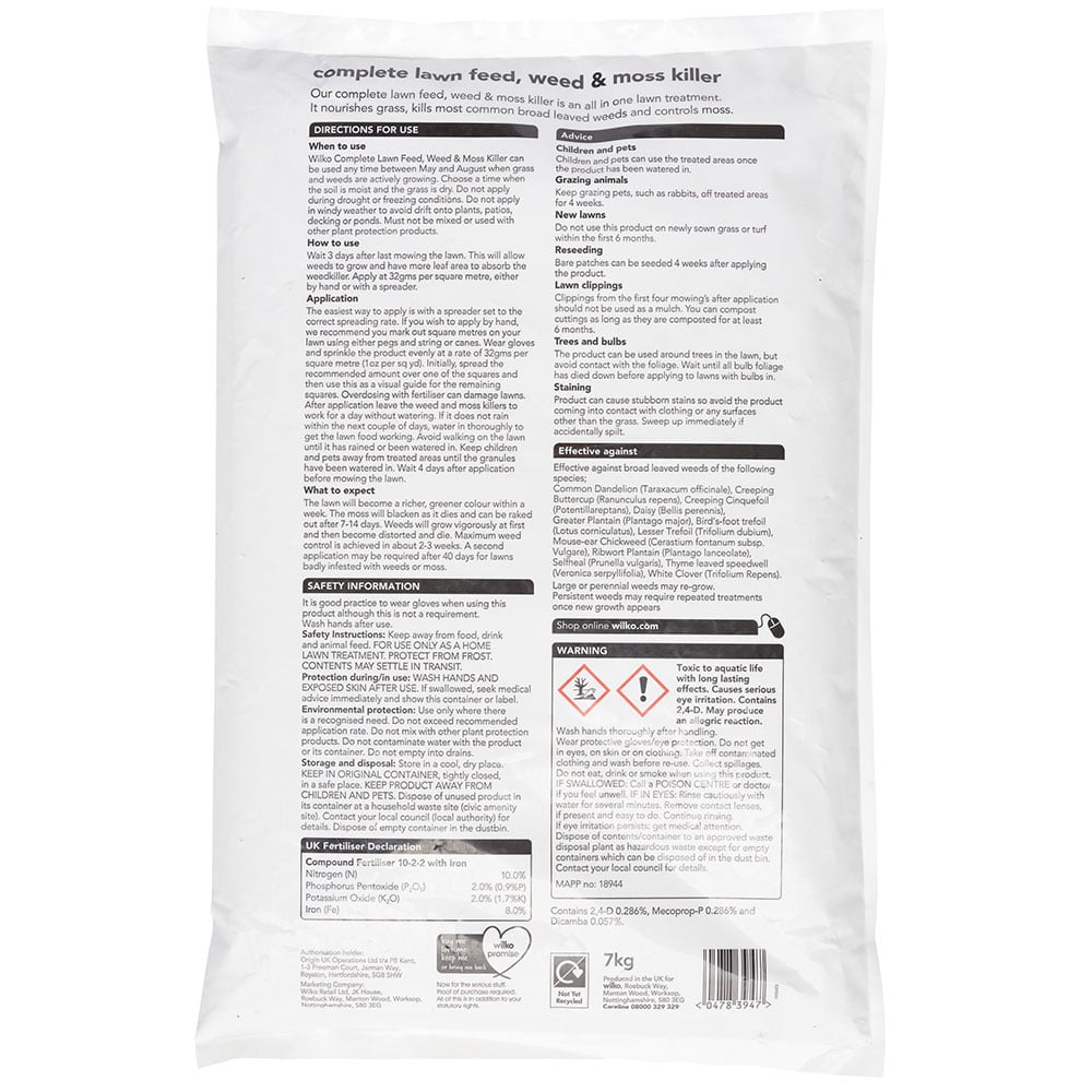 Wilko Lawn Feed Weed and Moss Killer 218msq 7kg Image 5