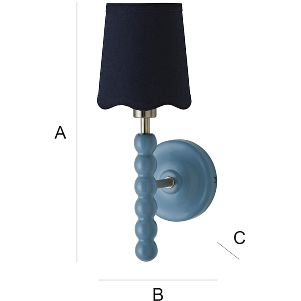 ValueLights Navy Linen Scallop Shade Blue Bobbin LED Wall Light with Bulb Image 6