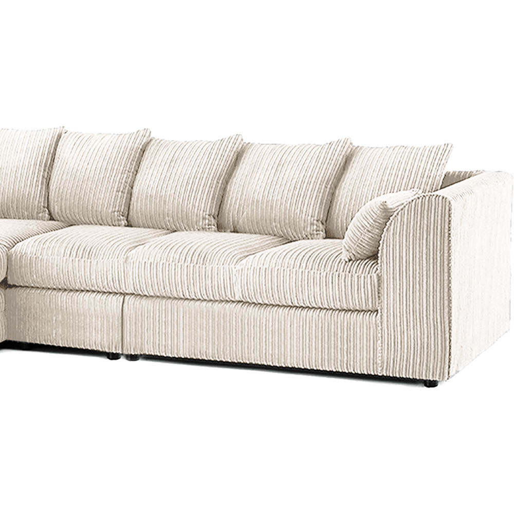 Luxor 4 Seater Cream Jumbo Cord Left Hand Facing Scatter Back L Shaped Corner Sofa Set Image 4