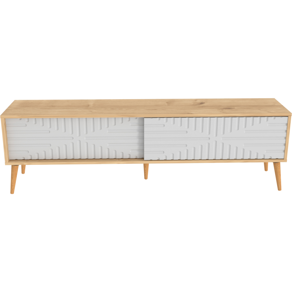 Decorotika Riso 2 Sliding Door Sapphire Oak and White TV Unit Image 2