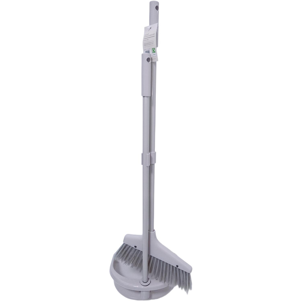 Ribbed Long Handle Dustpan and Brush Grey Image 3