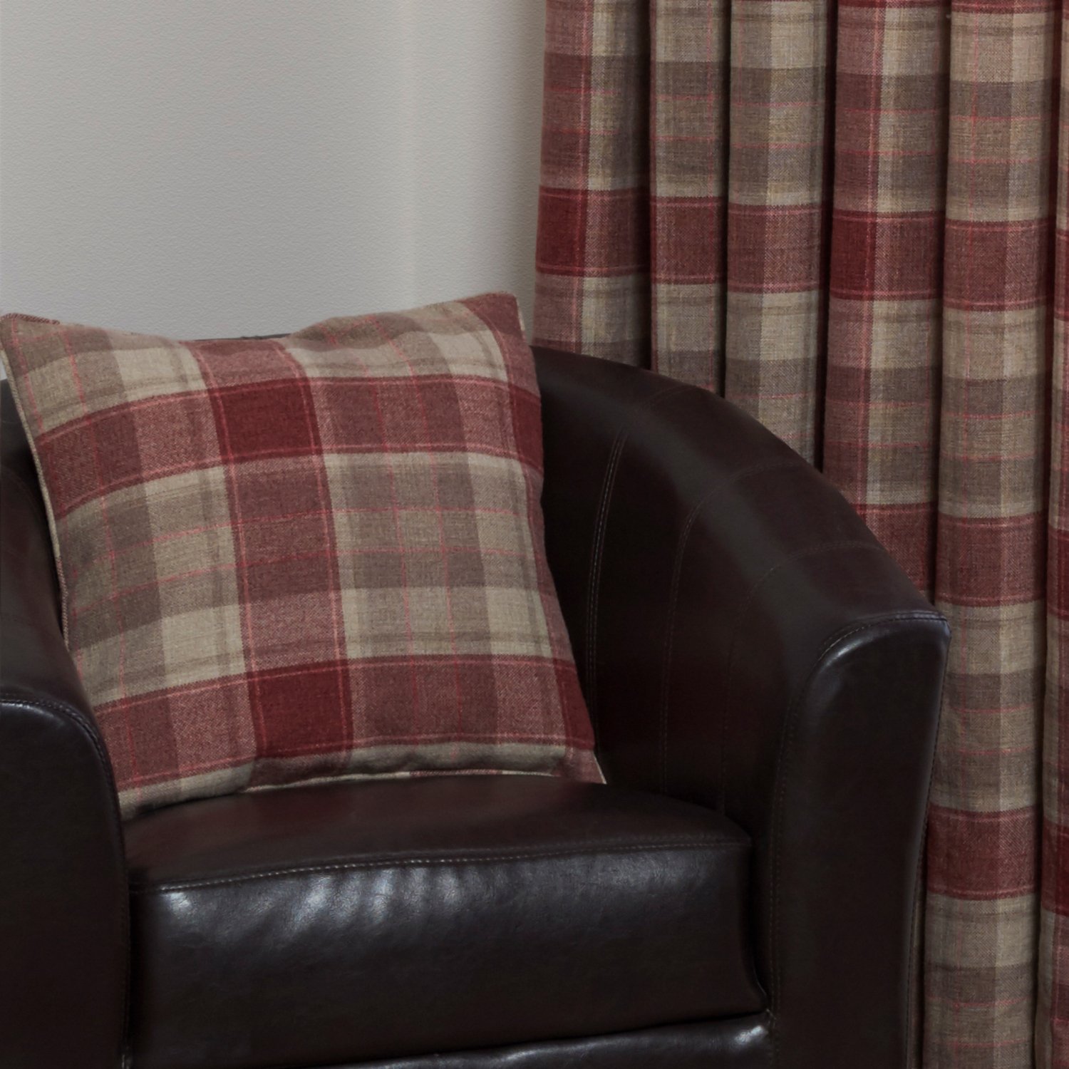 Divante Highbury Red Check Cushion 60cm Image 2