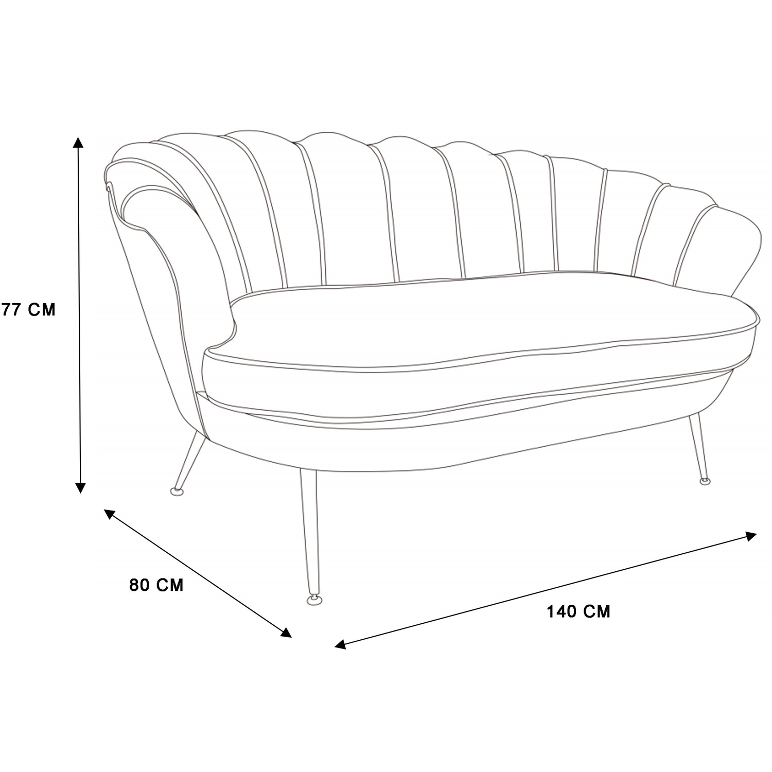 Kendall Grey 2 Seater Sofa - Grey Image 5