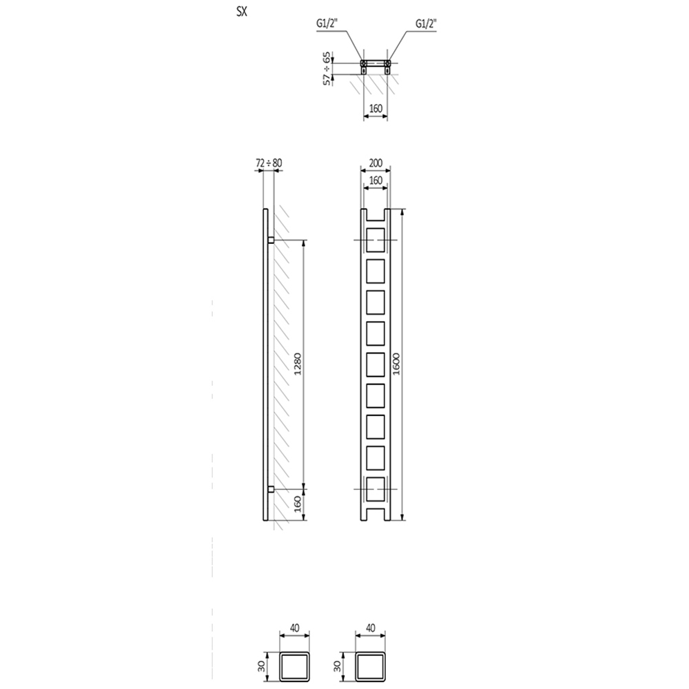 Terma Easy 1071 BTU Sparkling Gravel Electric Heated Towel Rail 1600 x 200mm Image 7