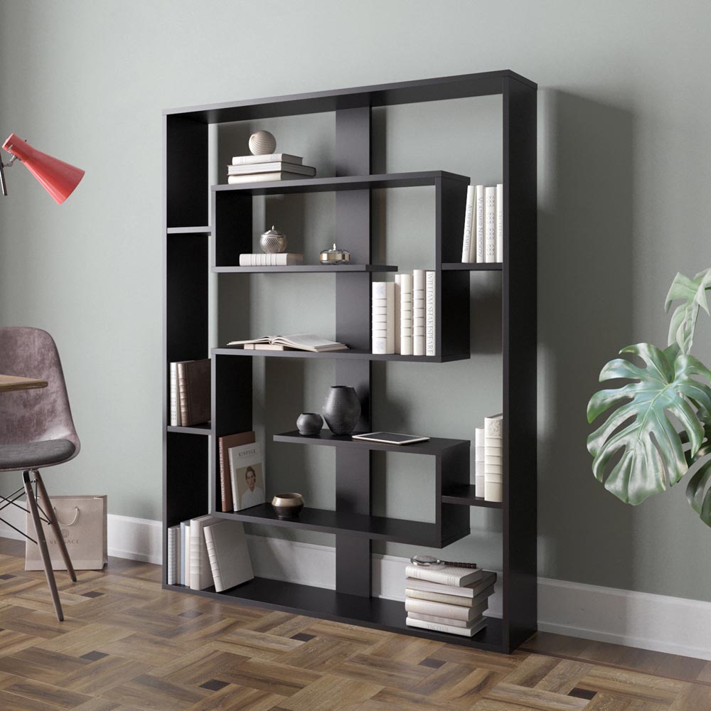 Decorotika Esteban 10 Shelf Black Geometric Bookcase Image 4