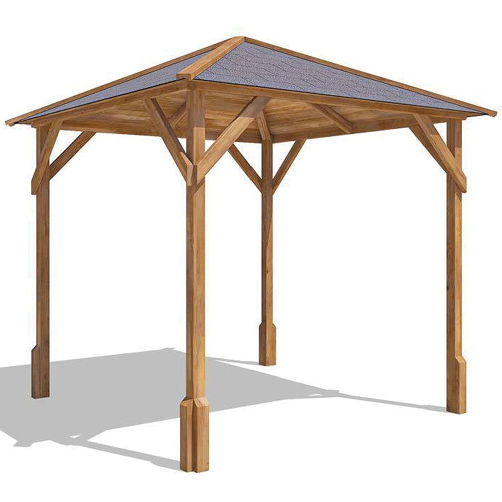 Dunster House Utopia 200 2 x 2m Brown Wooden Gazebo with Roof Shingles Image 2
