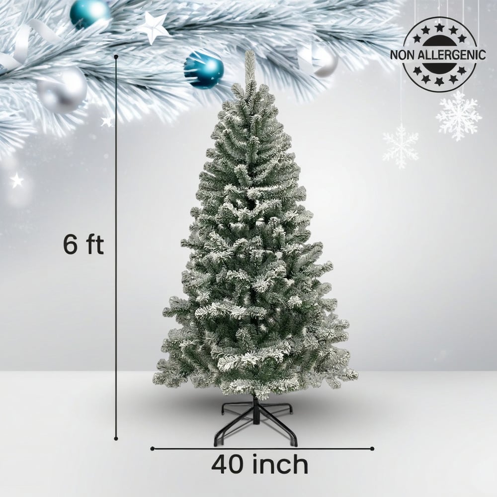 Festive Christmas Snow Covered Fir Artificial Christmas Tree 6ft Image 9