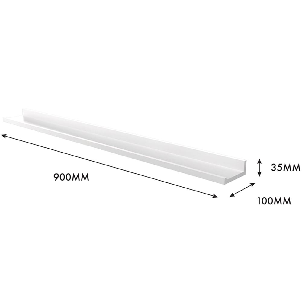 Homebase 90cm 2 Pack White Floating Photo Shelf Image 5