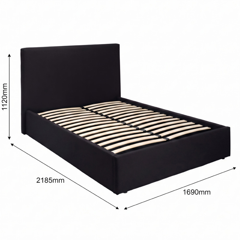 LPD Home Wilder Onyx King Size Houseweave Fabric Ottoman Bed with Square Headboard Image 6