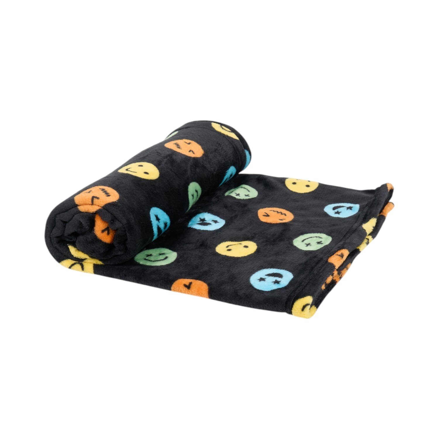 Fun Faces Printed Fleece Throw Black Image 3