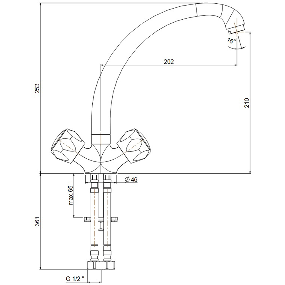 Piralla Dual Flow Swivel Spout Twin Lever Kitchen Tap Image 6