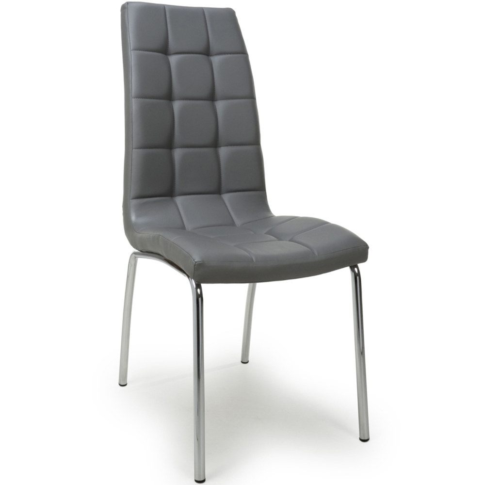 Shankar Jenner Set of 2 Grey and Chrome Leather Effect Dining Chair Image 3
