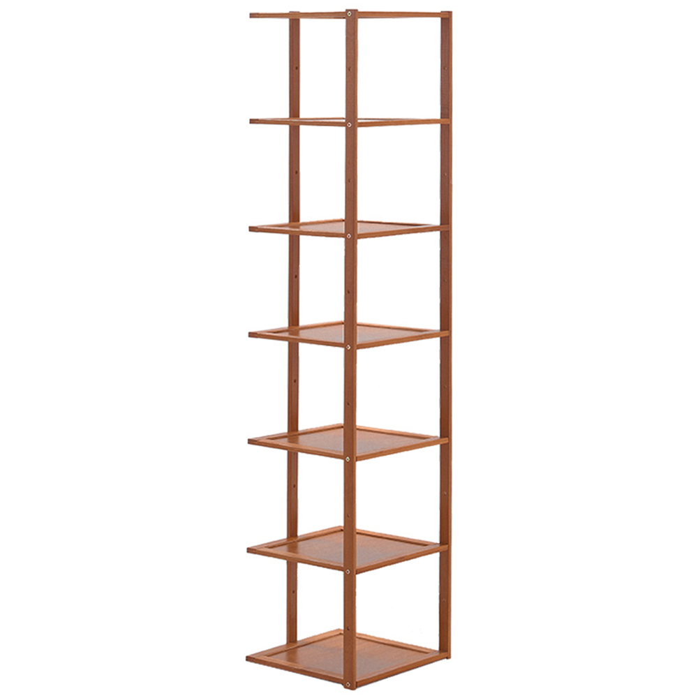 Living and Home 7 Tiers Entryway and Hallway Burlywood Bamboo Shoe Rack Image 3