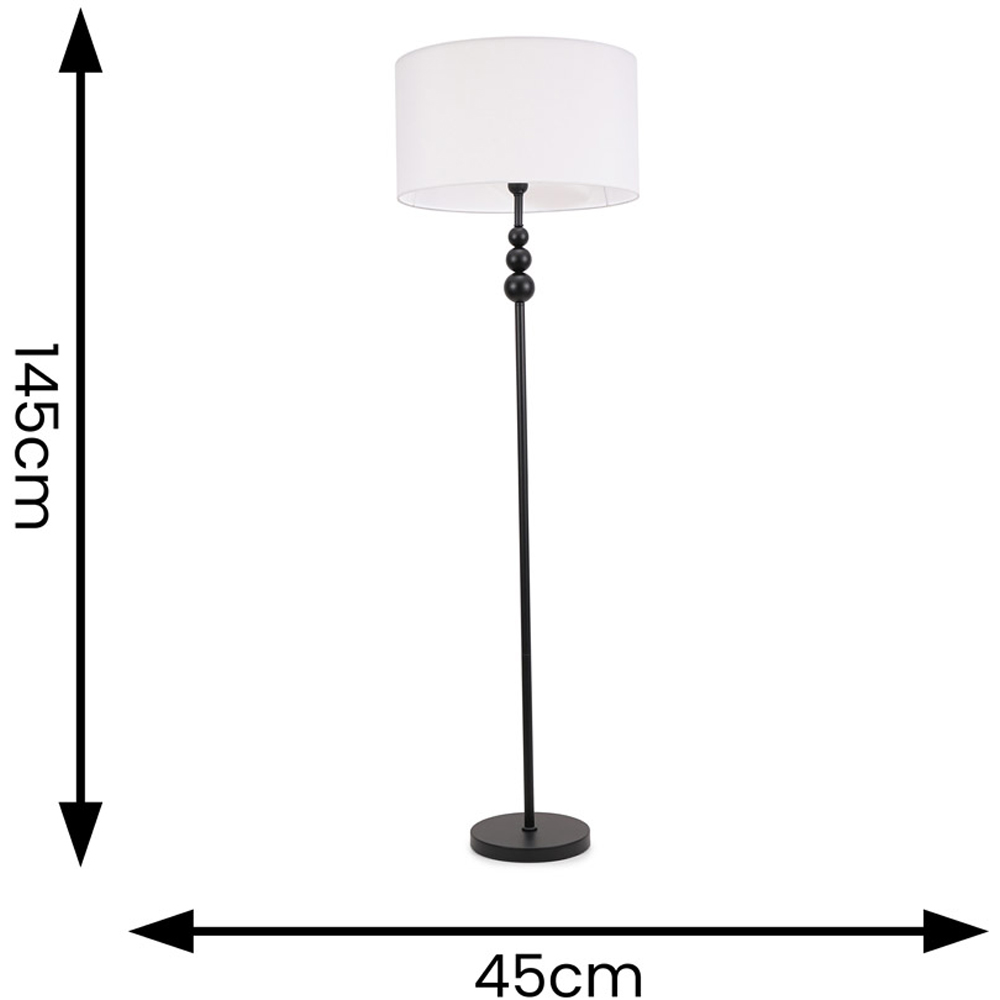 ValueLights Marissa White Shade Black Ball LED Floor Lamp Image 5