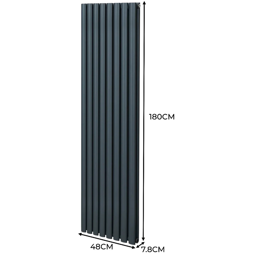 Monster Shop 6421BTU Anthracite Grey Oval Column Radiator 1800 x 480mm Image 6