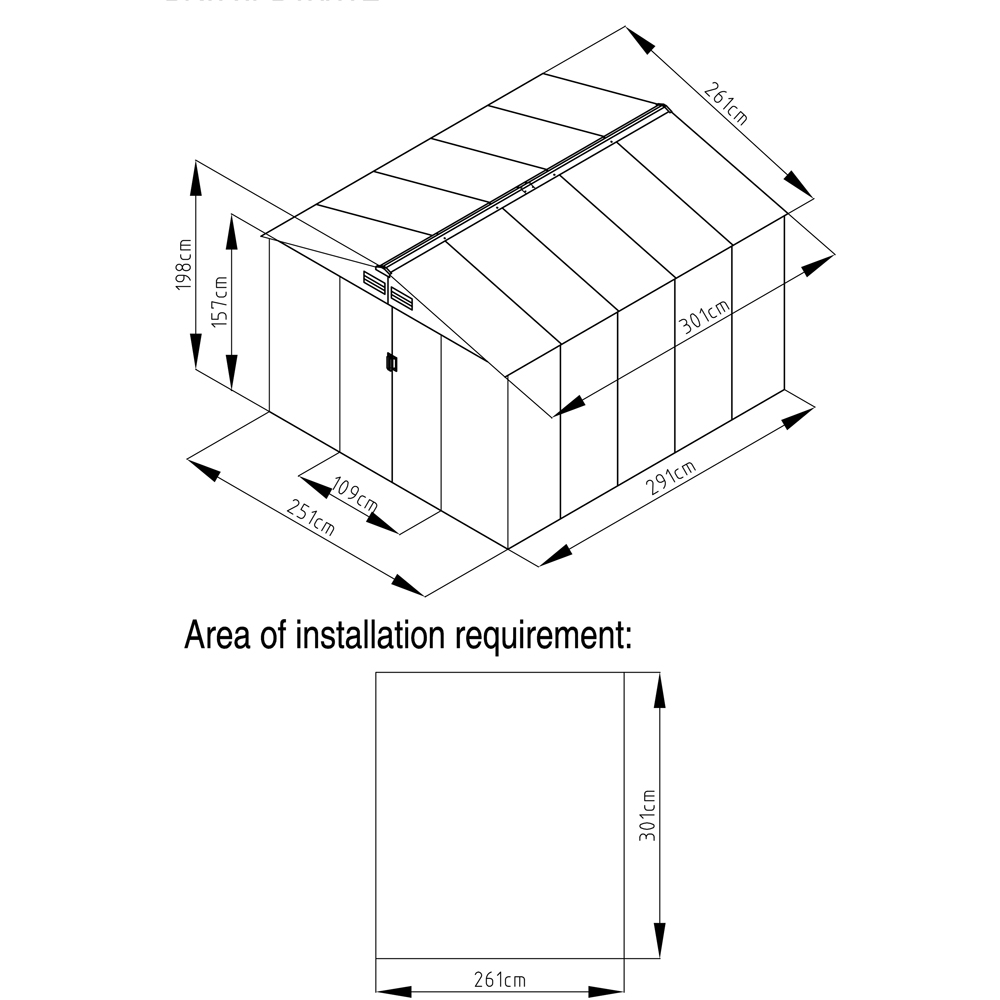 Charles Bentley 8 x 10ft Green Apex Metal Garden Shed with Floor Foundation Image 4