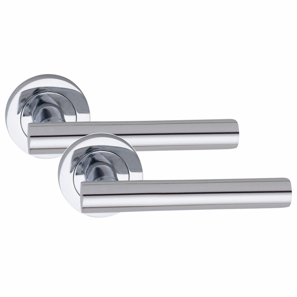 Golden Grace Polished Chrome Straight T-Bar Door Handle Pair with Thumbturn and Mortise Lock Image 2