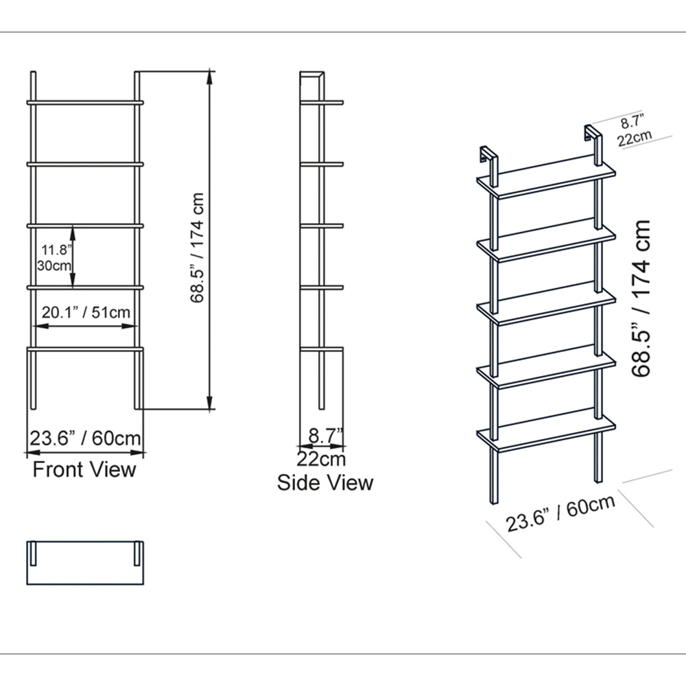 Decorotika Piante 5 Shelf Black Marble Bookshelf Image 6