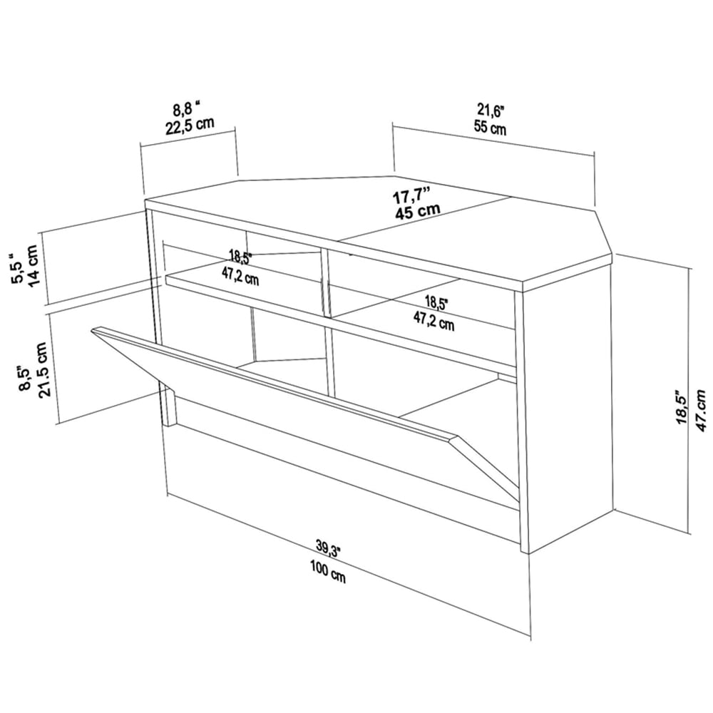 Decorotika Comero Single Door 2 Shelf White Corner TV Unit Image 8